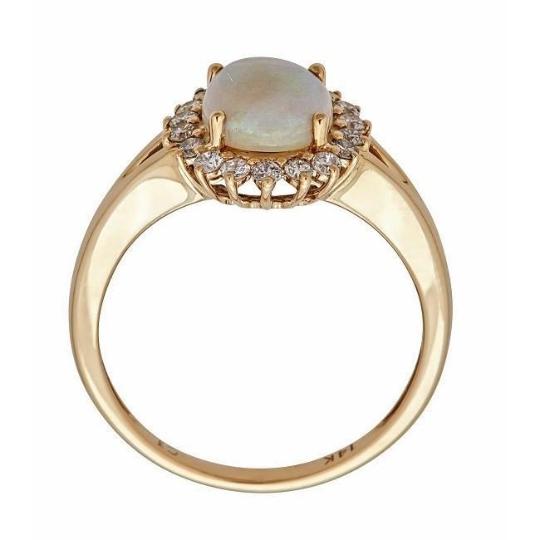 14-karat Yellow Gold Oval-cut Australian Opal and Diamond Ring by Anika and August 3