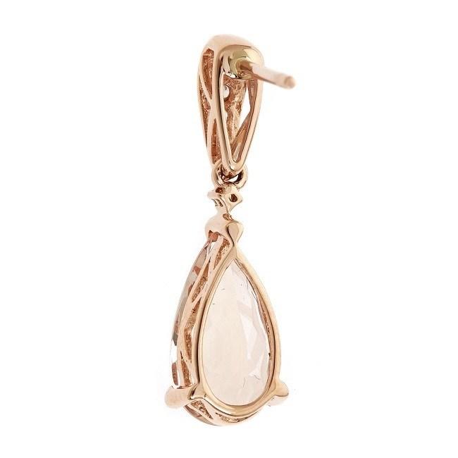 14k Rose Gold Pear-cut Morganite and Diamond Accent Earrings by Anika and August 3