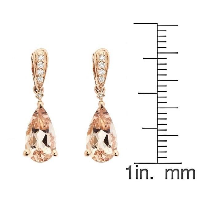14k Rose Gold Pear-cut Morganite and Diamond Accent Earrings by Anika and August 4