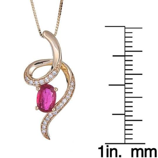 10k Yellow Gold Ruby and Diamond Accent Pendant (G-H, I1-I2) by Anika and August 3