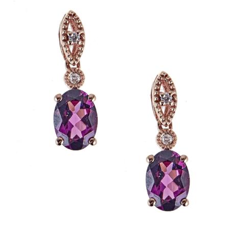 10K RG Rodholite & Diamond Earring By Anika and August 1