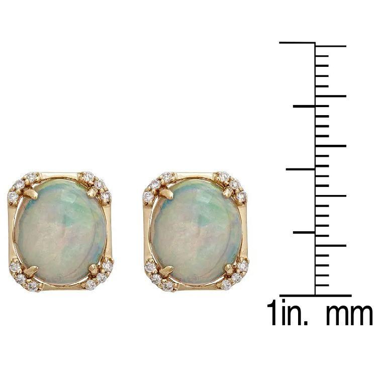 14k Yellow Gold 1/5ct TDW Diamond and Oval-cut Ethiopian Opal Earrings (G-H, I1-I2)  by Anika and August 4