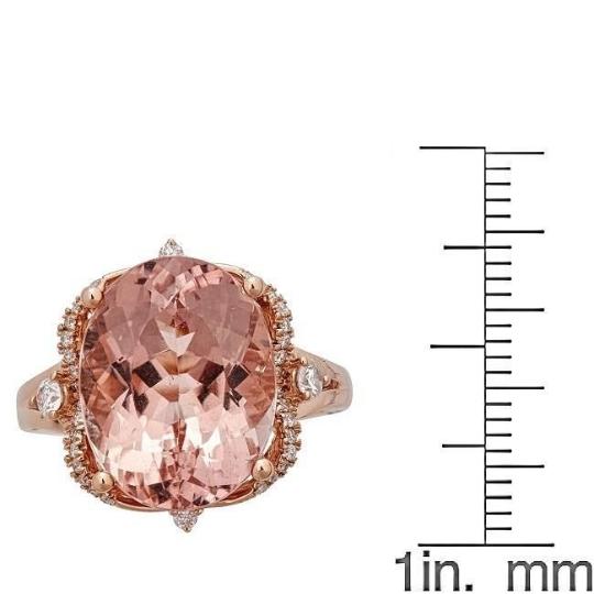14-karat Rose Gold Oval-cut Large Mozambique Morganite and Diamond Ring by Anika and August 4