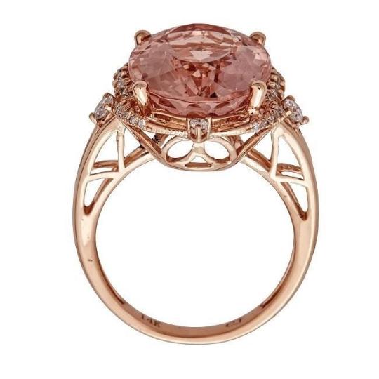 14-karat Rose Gold Oval-cut Large Mozambique Morganite and Diamond Ring by Anika and August 3
