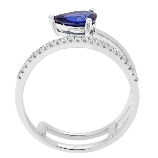 18k White Gold Blue Sapphire and 1/8ct TDW Diamond Ring (G-H, I1-I2)  by Anika and August 3