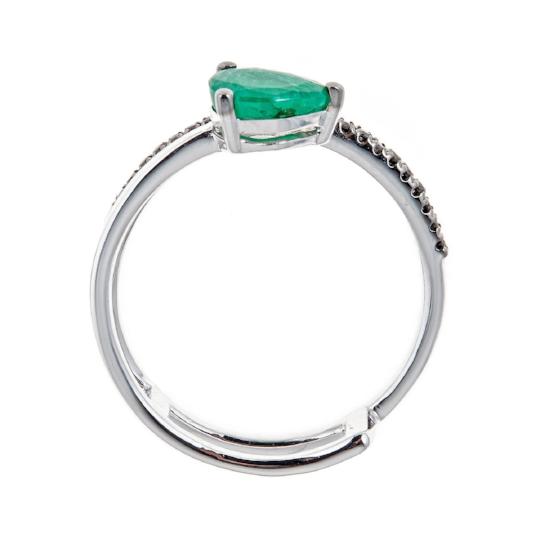 18K White Gold Emerald and Diamond Ring by Anika and August 3
