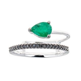 18K White Gold Emerald and Diamond Ring by Anika and August 1