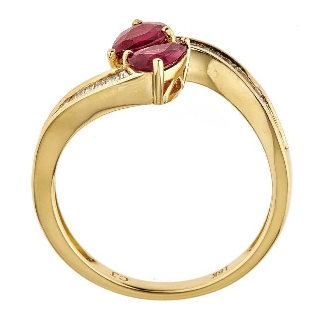 18k Yellow Gold Pear-cut Mozambique Ruby and 1/4ct TDW Diamond Ring (G-H, I1-I2) by Anika and August 3