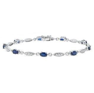 14k White Gold Blue Sapphire and 1/2ct TDW Diamond Bracelet (G-H, I1-I2) by Anika and August 1