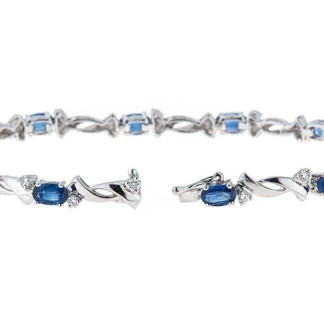 14k White Gold Blue Sapphire and 1/2ct TDW Diamond Bracelet (G-H, I1-I2) by Anika and August 2