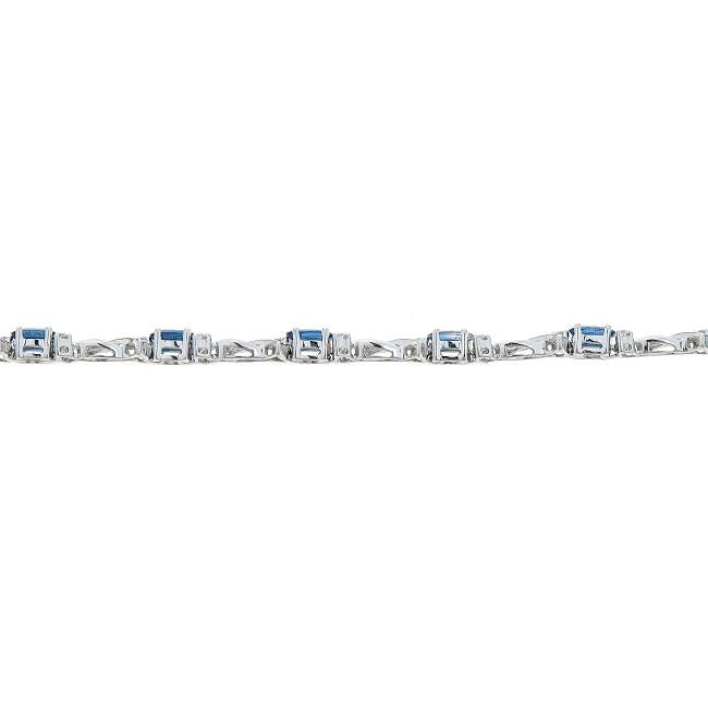14k White Gold Blue Sapphire and 1/2ct TDW Diamond Bracelet (G-H, I1-I2) by Anika and August 3