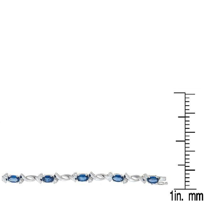14k White Gold Blue Sapphire and 1/2ct TDW Diamond Bracelet (G-H, I1-I2) by Anika and August 4