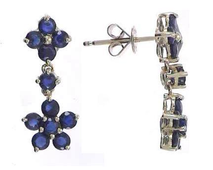 14k White Gold Blue Sapphire Flower Fashion Earrings by Anika and August 2