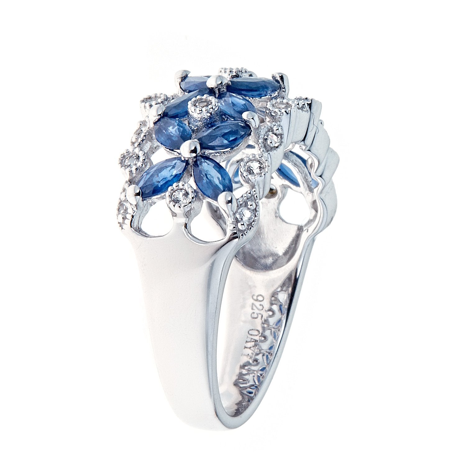 925 Silver Blue Sapphire and White Sapphire Ring by Anika and August 2