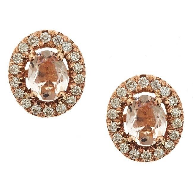 14k Rose Gold Morganite 1/5ct TDW Diamond Round Earrings (G-H, I1-I2) by Anika and August 1