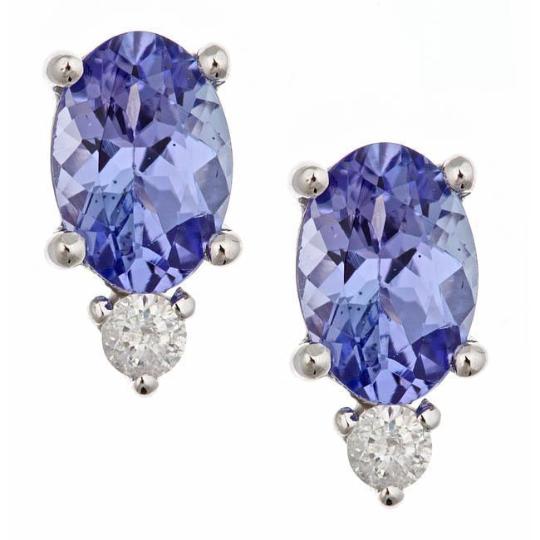 10K White Gold Tanzanite and Diamond Earring by Anika and August