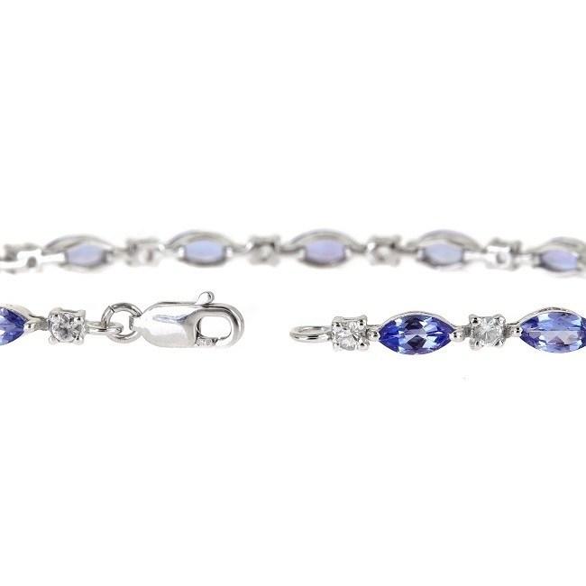Sterling Silver Marquise Tanzanite and White Sapphire Bracelet by Anika and August1