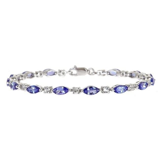 Sterling Silver Marquise Tanzanite and White Sapphire Bracelet by Anika and August
