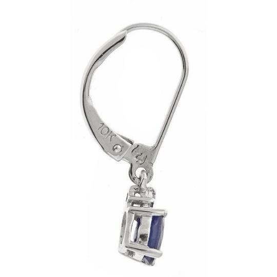 10k White Gold Blue Sapphire Diamond Accent Earrings by Anika and August 2