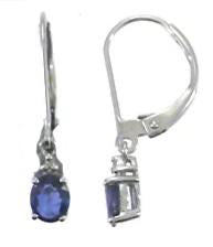 10k White Gold Blue Sapphire Diamond Accent Earrings by Anika and August 4
