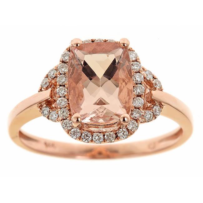 14k Rose Gold Morganite and 1/5ct TDW Diamond Ring (G-H, I1-I2) by Anika and August 1