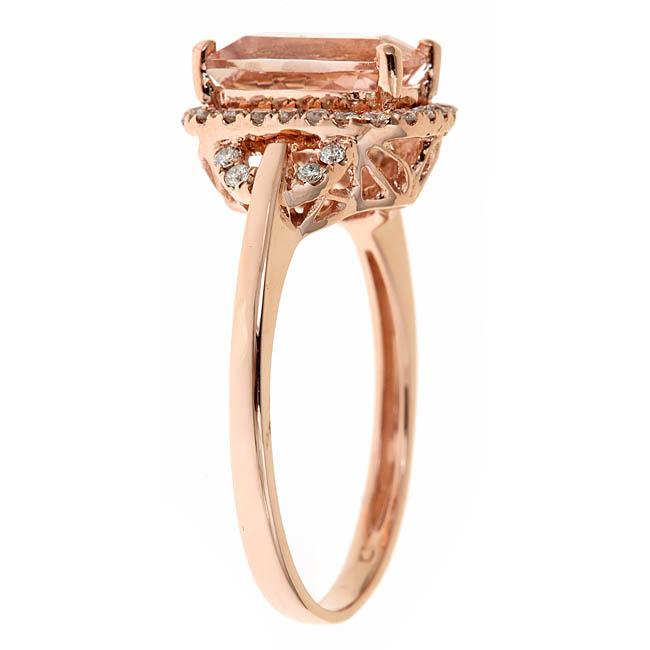14k Rose Gold Morganite and 1/5ct TDW Diamond Ring (G-H, I1-I2) by Anika and August 2