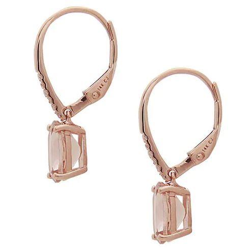 14k Rose Gold Morganite and Diamond Earrings  by Anika and August 4