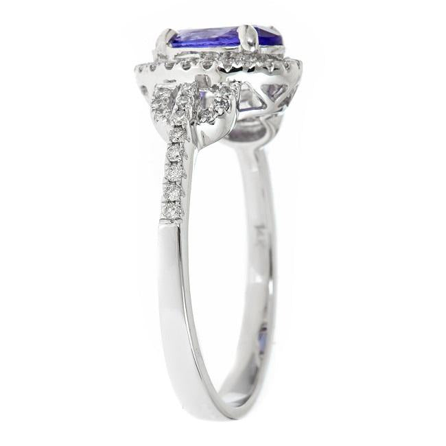 14k White Gold 1/4ct TDW Diamond and Oval-cut Tanzanite Ring (G-H, I1-I2) by Anika and August 2