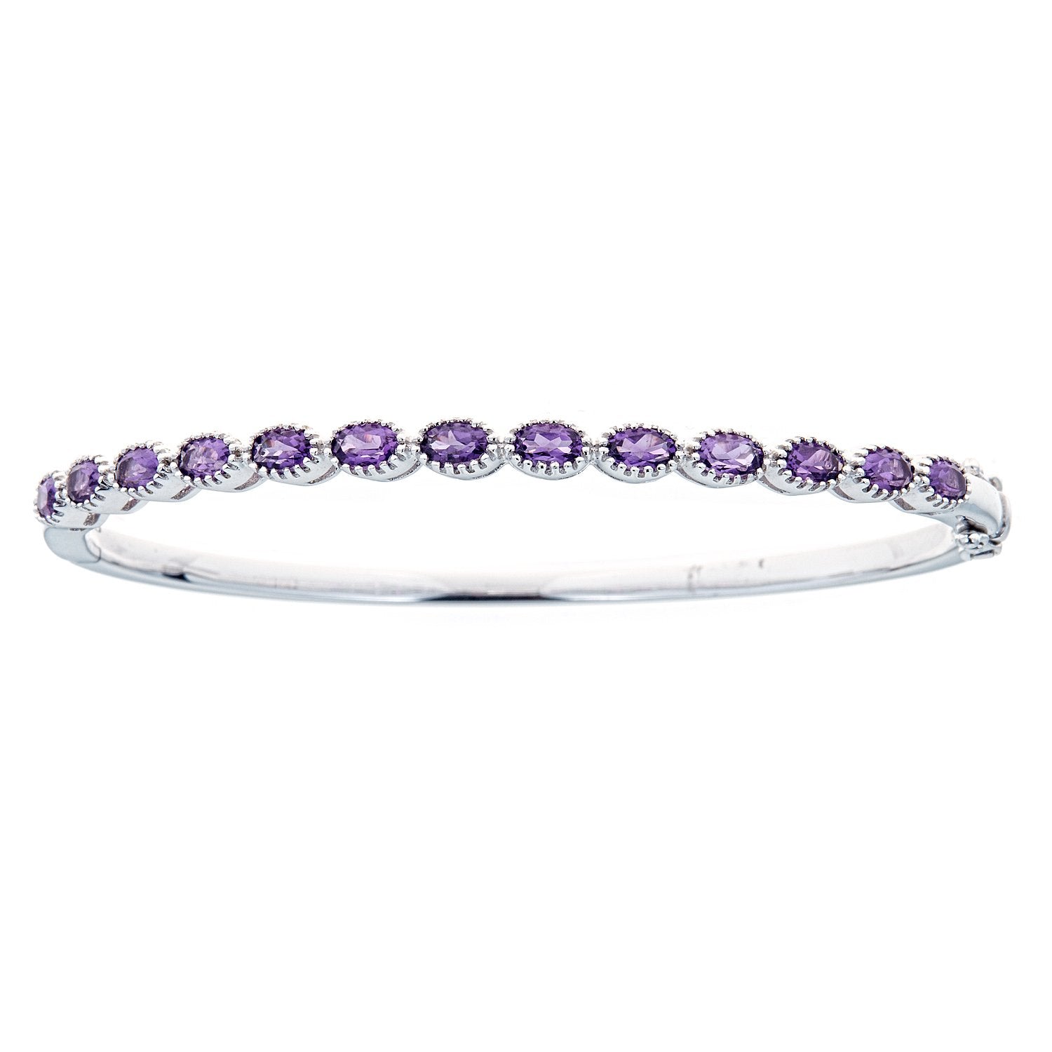925 Sterling Silver Amethyst Bangle by Anika and August