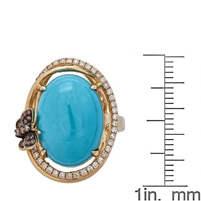 14k Yellow Gold Oval-cut Turquoise and Diamond Ring by Anika and August 4