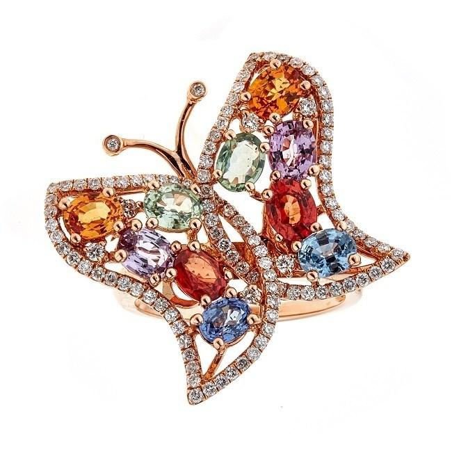 18k Rose Gold Multi-gemstone and 3/4ct TDW Diamond Ring (G-H, I1-I2) by Anika and August 