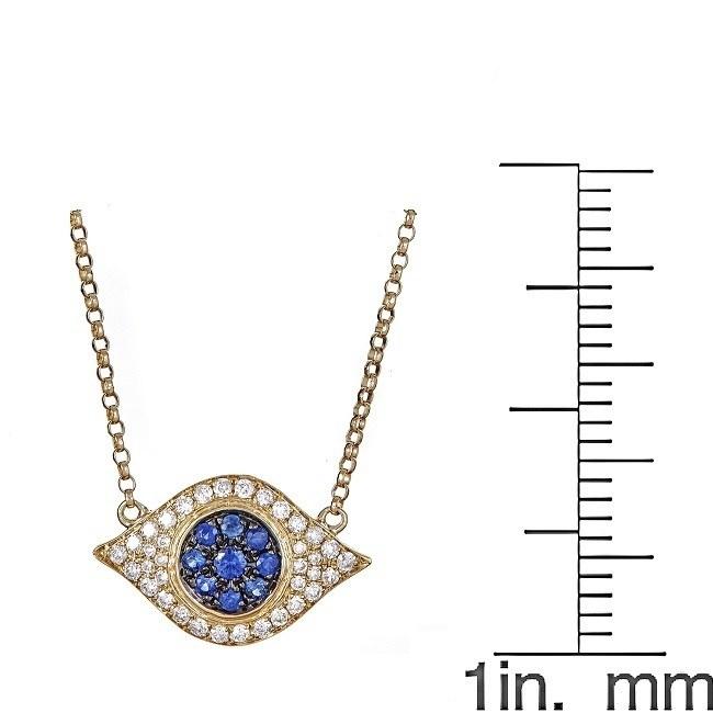 14k Yellow Gold Blue Sapphire and 1/5ct TDW Diamond Eye Shape Necklace (G-H, I1-I2)  by Anika and August4