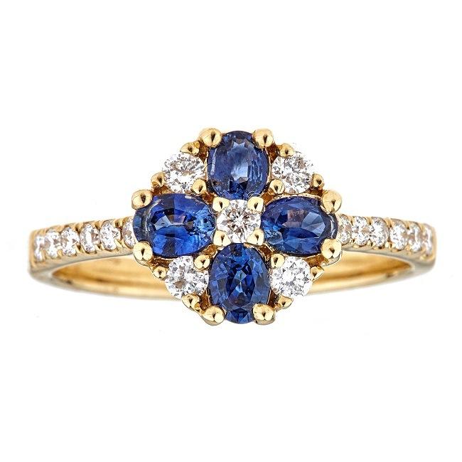 18k Yellow Gold Oval-cut Ceylon Blue Sapphire and 1/3ct TDW Diamond Ring (G-H, I1-I2) by Anika and August