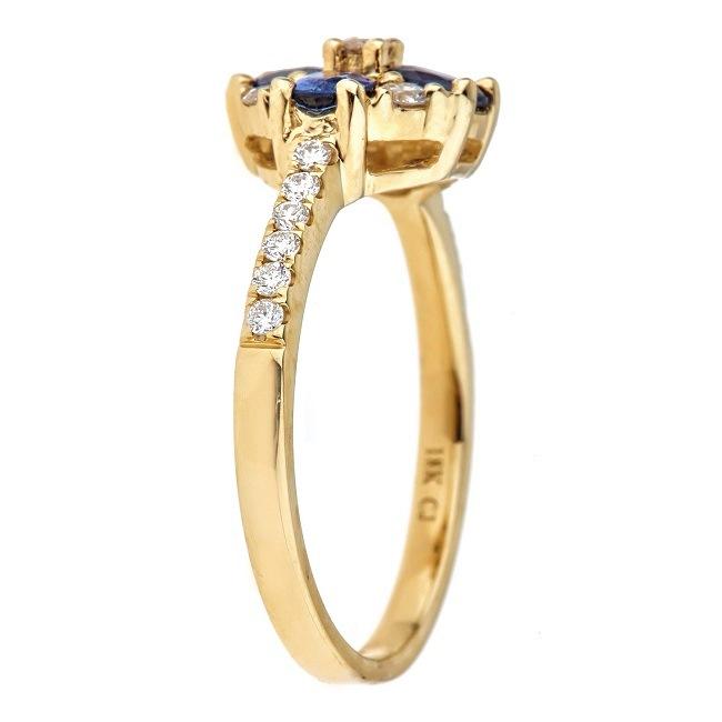 18k Yellow Gold Oval-cut Ceylon Blue Sapphire and 1/3ct TDW Diamond Ring (G-H, I1-I2) by Anika and August 2