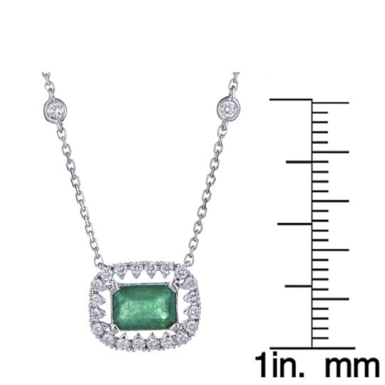 18K White Gold Emerald and Diamond Necklace  by Anika and August 3