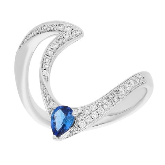 18K White Gold Blue Sapphire and Diamond by Anika and August 1