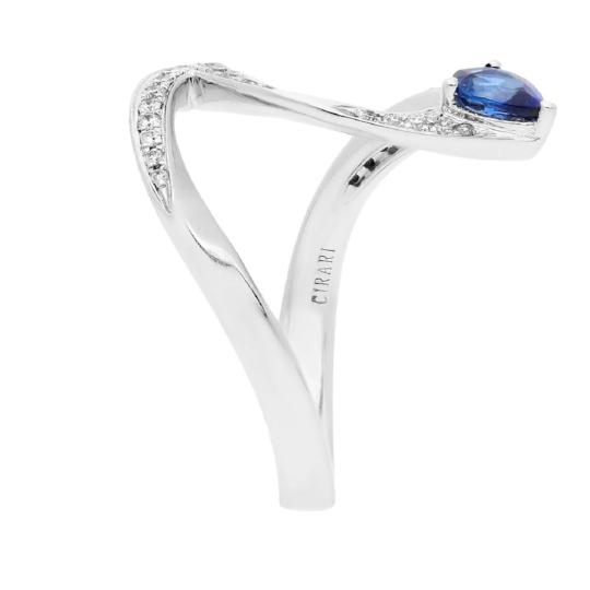 18K White Gold Blue Sapphire and Diamond by Anika and August 2