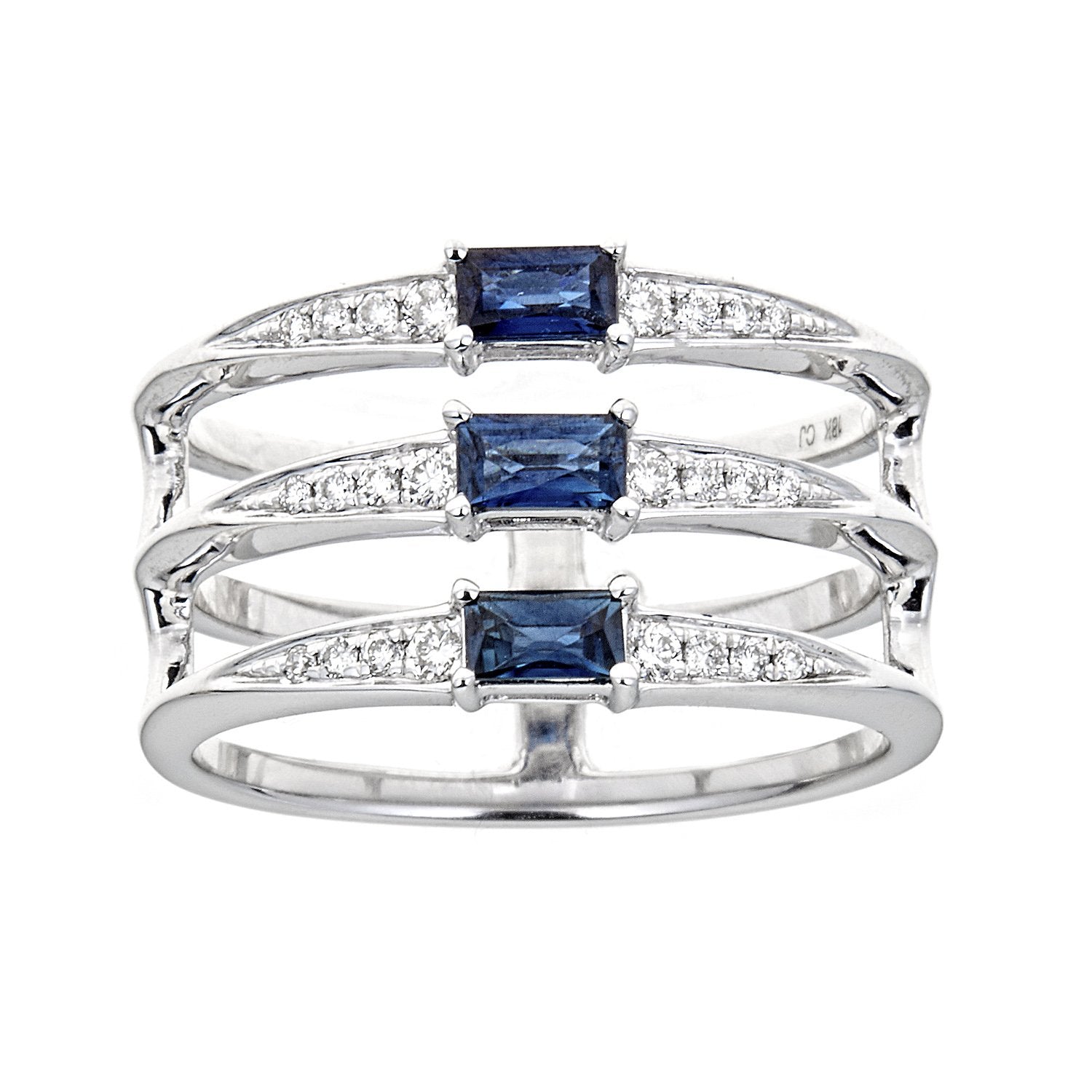 18k White Gold Blue Sapphire and 1/8ct TDW Diamond Ring (G-H, I1-I2) by Anika and August 1
