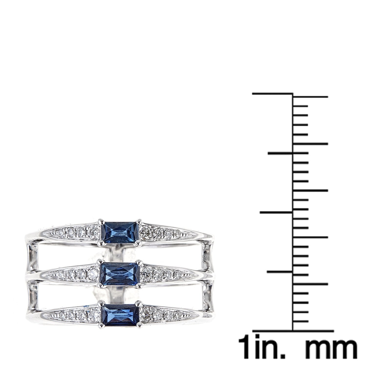 18k White Gold Blue Sapphire and 1/8ct TDW Diamond Ring (G-H, I1-I2) by Anika and August 4