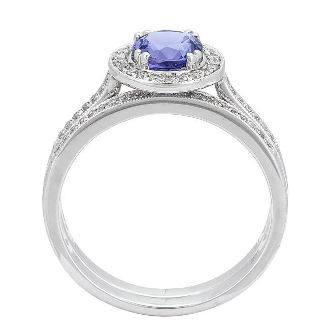 14K White Gold Tanzanite and Diamond Ring  by Anika and August 3