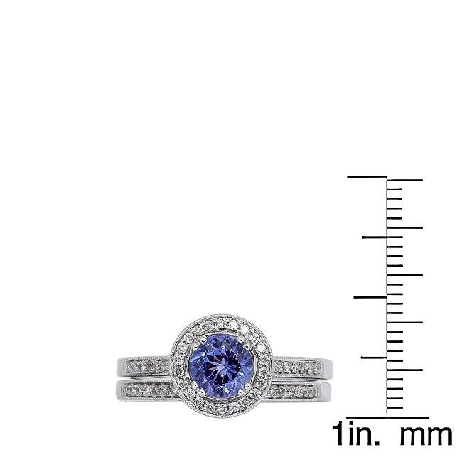 14K White Gold Tanzanite and Diamond Ring  by Anika and August 4