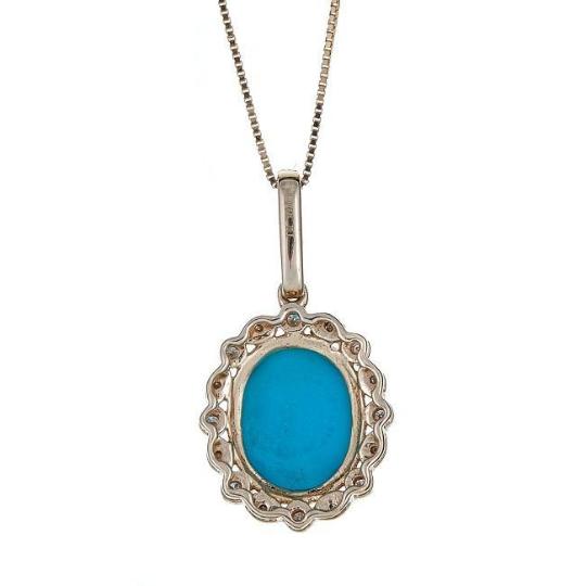 10k Yellow Gold 1/8ct TDW Diamond and Sleeping Beauty Turquoise Pendant by Anika and August  3