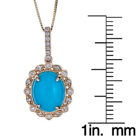10k Yellow Gold 1/8ct TDW Diamond and Sleeping Beauty Turquoise Pendant by Anika and August 4