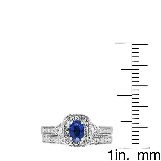 14K White Gold Blue Sapphire and Diamond Ring by Anika and August 4