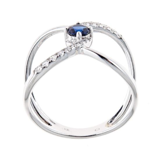 18k White Gold Blue Sapphire and Diamond Ring by Anika and August 3