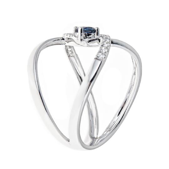 18k White Gold Blue Sapphire and Diamond Ring by Anika and August 2