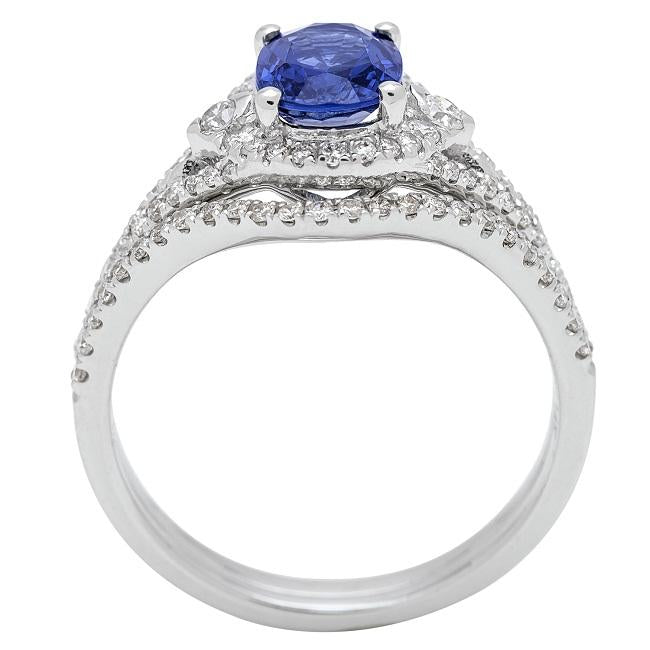14k White Gold Blue Sapphire and 1/2ct TDW Diamond Ring (G-H, I1-I2) by Anika and August 3