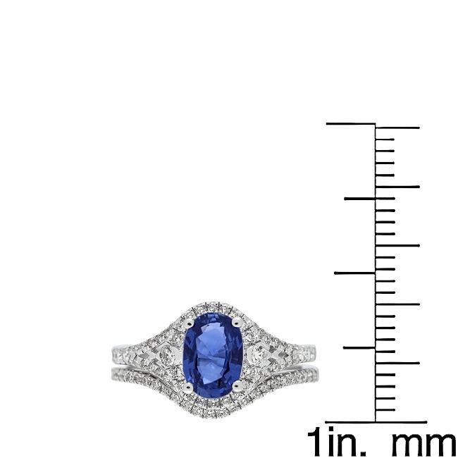 14k White Gold Blue Sapphire and 1/2ct TDW Diamond Ring (G-H, I1-I2) by Anika and August 4