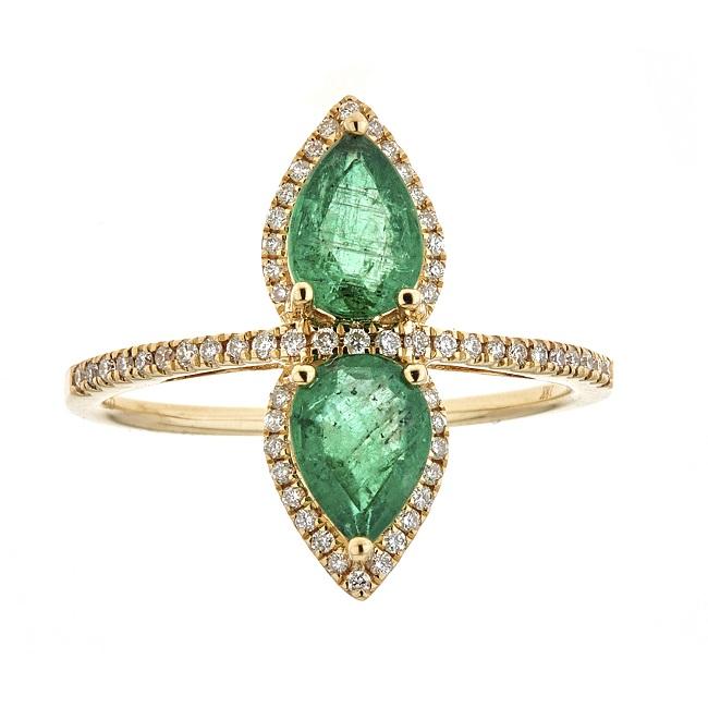 18k Yellow Gold Zambian Emerald and 1/5ct TDW Diamond Ring (G-H, I1-I2) by Anika and August