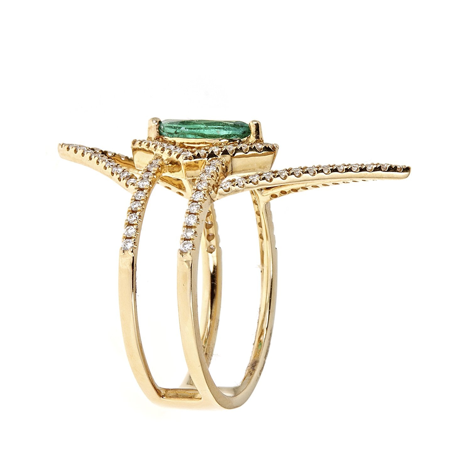 18k Yellow Gold  Emerald And Diamond Ring by Anika and August 2